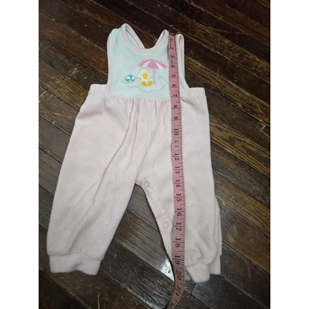 Vintage 90s Carter's Pastel Pink Terrycloth Beach Romper 9 Months